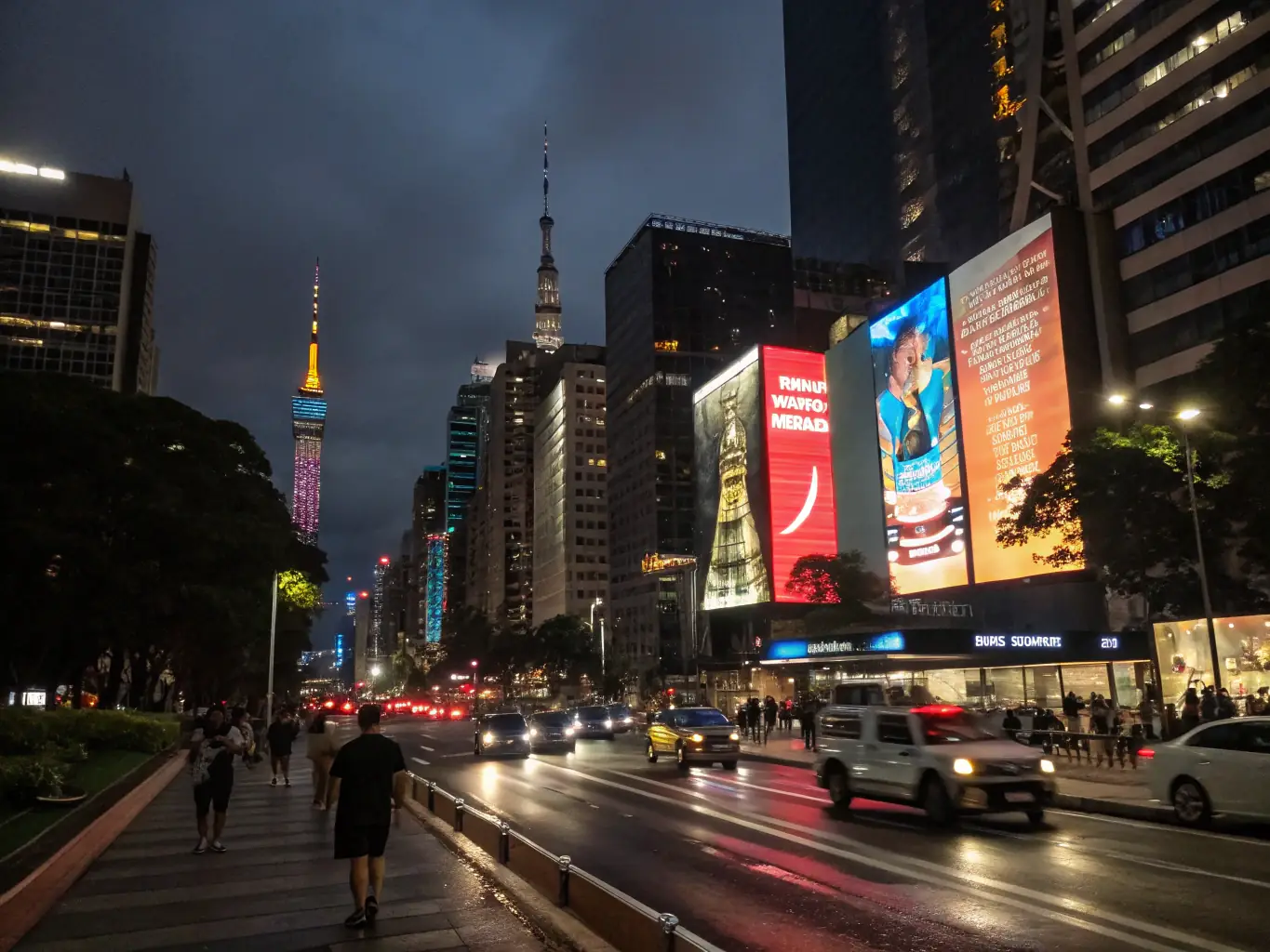 A vibrant cityscape of São Paulo, Brazil, showcasing modern buildings and bustling streets.